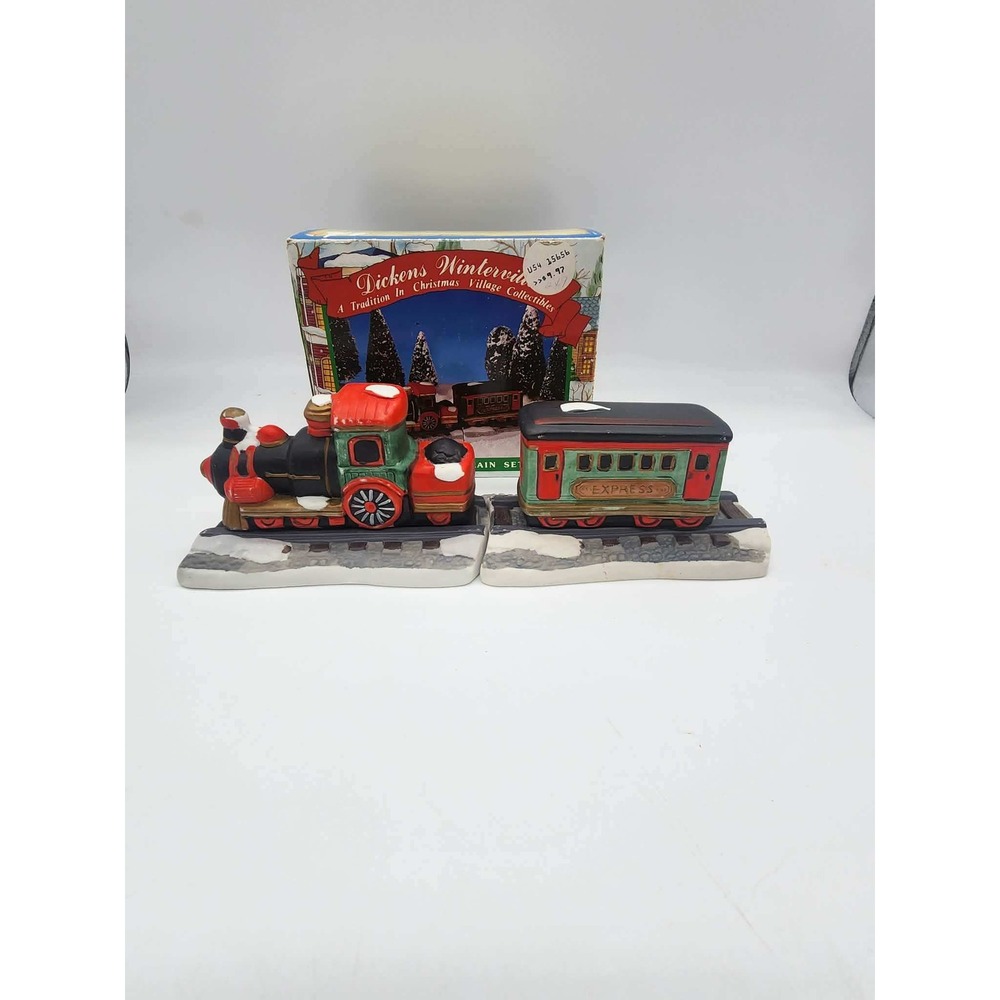 Dickens Winterville Porcelain Train Set Christmas Village Collectible 4 Piece